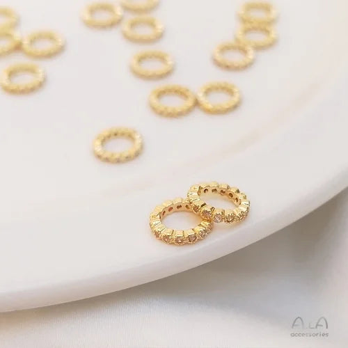 14K Real Zircon Diamond Ring Beads DIY Earrings Necklace Pendant