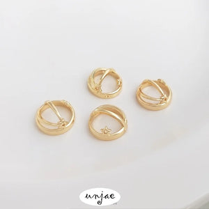 14K Gold Star Half Circle Ring with Crystal Bead, DIY Accessories