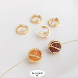 14K Gold Star Half Circle Ring with Crystal Bead, DIY Accessories