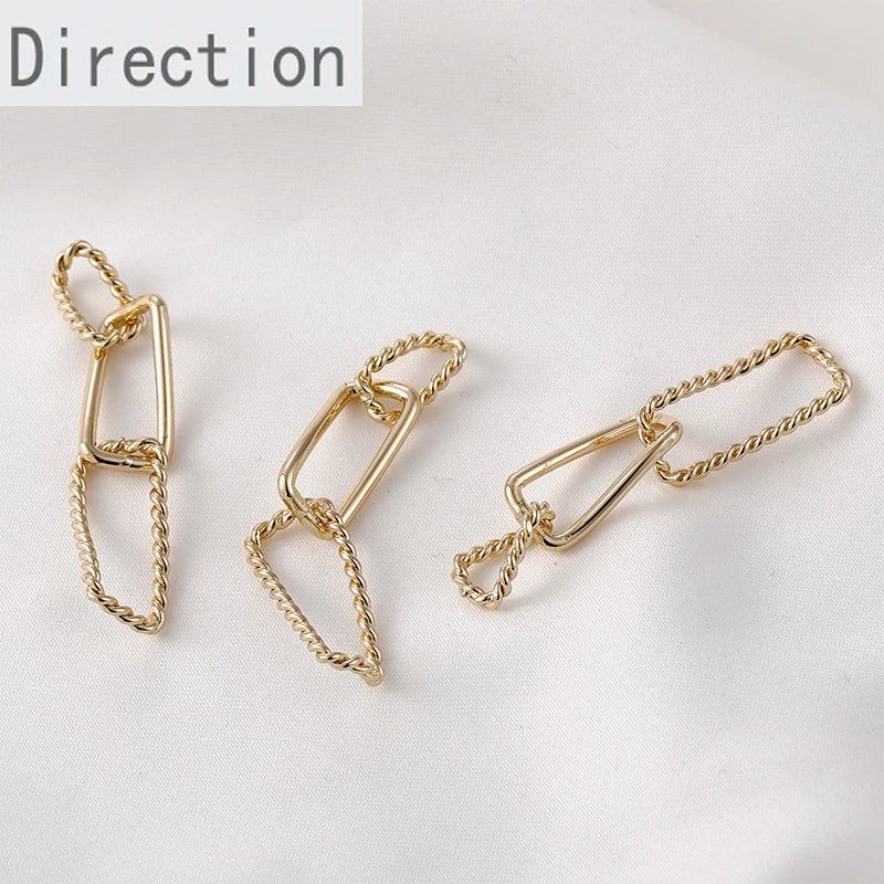 14k Copper-clad Wild Rectangular Twist Chain DIY Jewelry Materials
