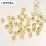 14k Copper Plated Pleated Lace Diamond Beads DIY Jewelry