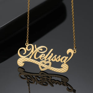 Personalized Double Plate Name Necklace Stainless Steel Pendant for Women