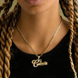 18K Double Plated Nameplate For Women Stainless Steel Personalized Jewelry