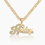 18K Double Plated Nameplate For Women Stainless Steel Personalized Jewelry