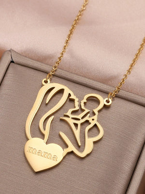 18K Nameplate Necklace For Women Mothers Tiny Name Necklace Charm Jewelry
