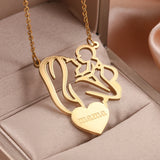 18K Nameplate Necklace For Women Mothers Tiny Name Necklace Charm Jewelry