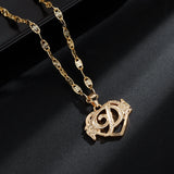 Heart Initial Letter Necklace Personalized 18K Necklace A-Z Alphabet Pendant