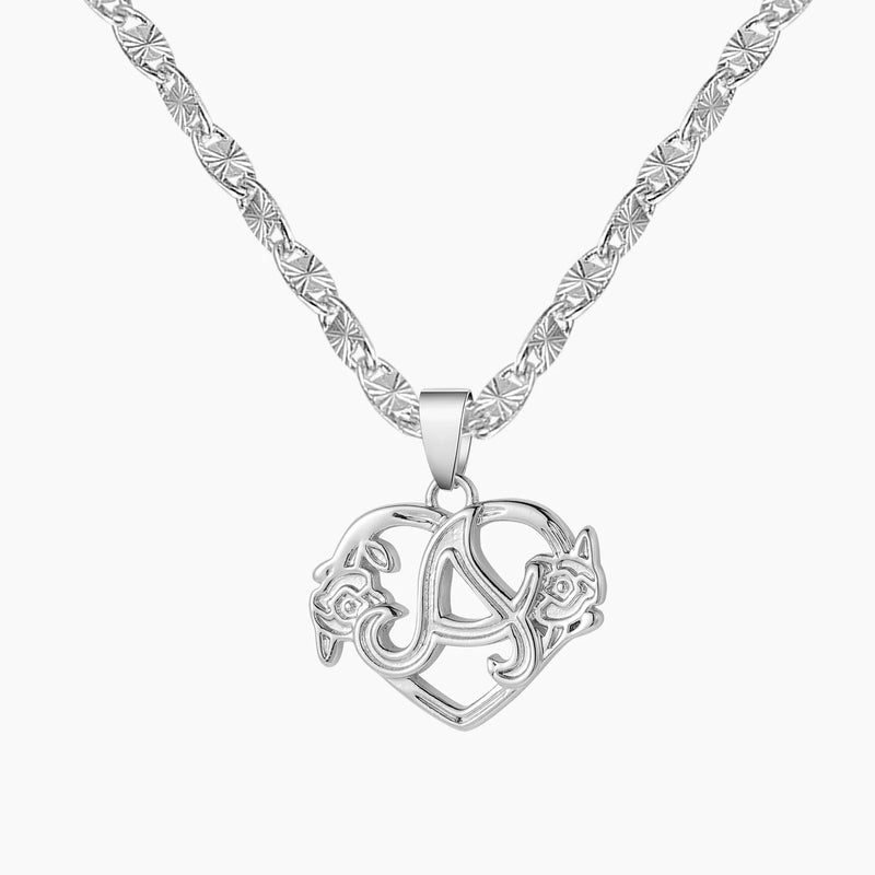 Heart Initial Letter Necklace Personalized 18K Necklace A-Z Alphabet Pendant