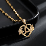 Heart Initial Letter Necklace Personalized 18K Necklace A-Z Alphabet Pendant
