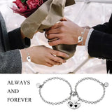 Couples Magnetic Heart Puzzle Bracelet Set, Stainless Steel Charm Jewelry