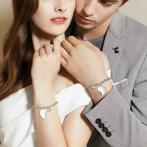 Couples Magnetic Heart Puzzle Bracelet Set, Stainless Steel Charm Jewelry