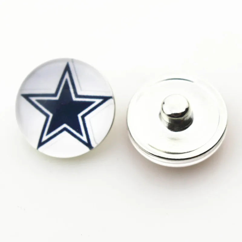 20pcs Glass Football Sport Snap Buttons Diy Bracelet Snaps