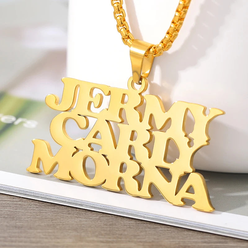 3 Names Necklace Personalized Family Initial Necklaces