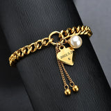 316L Stainless Steel Heart Pearl Bracelet for Women