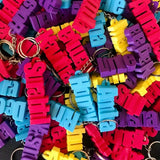 Personalized 3D Acrylic Name Keychain Stainless Steel Keyring Assorted Colors