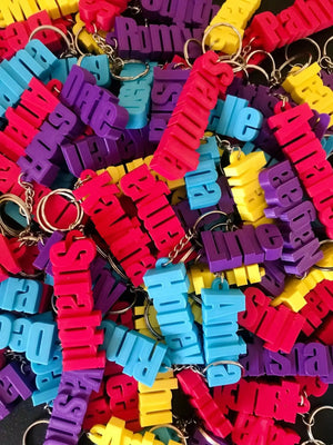 Personalized 3D Acrylic Name Keychain Stainless Steel Keyring Assorted Colors