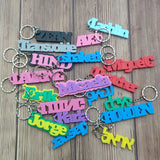 Personalized 3D Acrylic Name Keychain Stainless Steel Keyring Assorted Colors