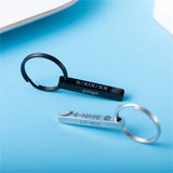3D Bar Engraved Name Date Keychain Stainless Steel Rectangle Keyring