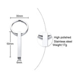 3D Bar Engraved Name Date Keychain Stainless Steel Rectangle Keyring