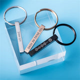 3D Bar Engraved Name Date Keychain Stainless Steel Rectangle Keyring