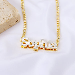 Personalized Double-Plated Name Necklace with Cuban Chain