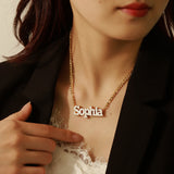 Personalized Double-Plated Name Necklace with Cuban Chain