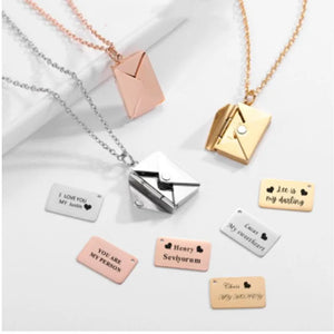 3D Photo Letter Envelope Necklace Stainless Steel Personalized Picture Pendant