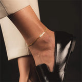 3mm Cuban Chain Name Anklets For Women Stainless Steel Jewelry Gift Anklet