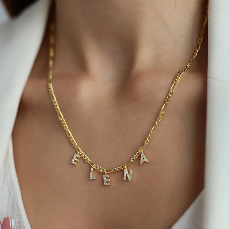 6mm Initial Necklace Zircon Pendant Mother's Gift