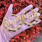 Bamboo Earrings Diamond Butterfly Big Letter Personalised Name Women Gift