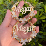 Bamboo Earrings Diamond Butterfly Big Letter Personalised Name Women Gift