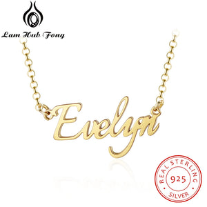 925 Silver Name Necklace Heart Pendant Personalized Choker Nameplate