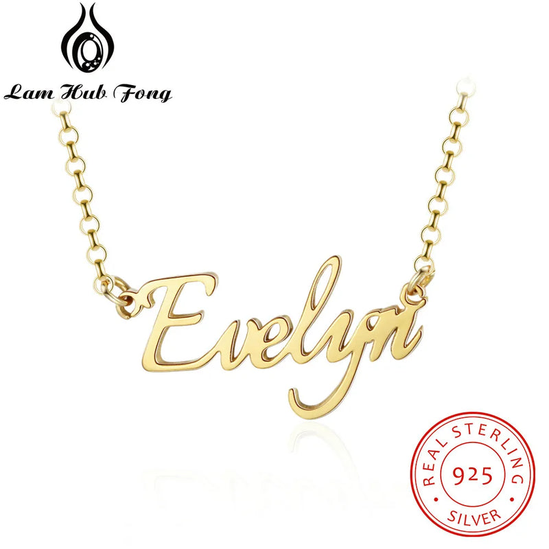 925 Silver Name Necklace Heart Pendant Personalized Choker Nameplate