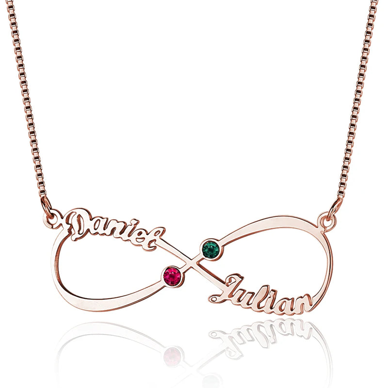 925 Silver Personalized Birthstone Infinity Necklace (Lam Hub Fong)