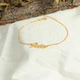 925 Silver Plated 18K Name Bracelet Personalized Letter Nameplate Jewelry
