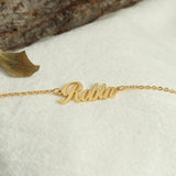 925 Silver Plated 18K Name Bracelet Personalized Letter Nameplate Jewelry