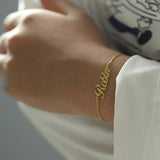 925 Silver Plated 18K Name Bracelet Personalized Letter Nameplate Jewelry