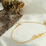 925 Silver Plated 18K Name Bracelet Personalized Letter Nameplate Jewelry