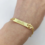 925 Silver Baby Name Bracelet Bar Personalized Engraved Bangle