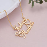 925 Silver Double Name Necklace, Personalized Couple Name Necklace
