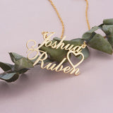 925 Silver Double Name Necklace, Personalized Couple Name Necklace