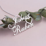 925 Silver Double Name Necklace, Personalized Couple Name Necklace