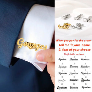 Personalized Name Engraved Cufflinks for Men