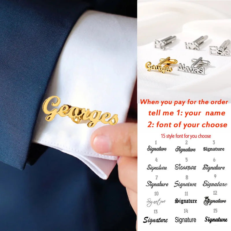 Personalized Name Engraved Cufflinks for Men