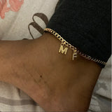 A-Z Initial Zircon Letters Anklets Stainless Steel Couple Ankles Chain