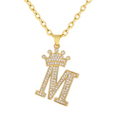 A-Z Letters Necklaces Crown Letter Pendant Necklace