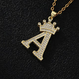 A-Z Letters Necklaces Crown Letter Pendant Necklace