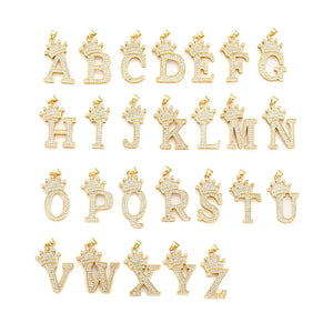 A-Z Letters Necklaces Crown Letter Pendant Necklace