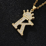 A-Z Letters Necklaces Crown Letter Pendant Necklace