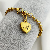A-Z Stainless Steel Heart Bracelet DIY Letters Alphabet